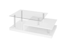 Couchtisch >Memphis< in Glas, weiß, silber -...