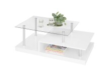Couchtisch >Memphis< in Glas, weiß, silber -...