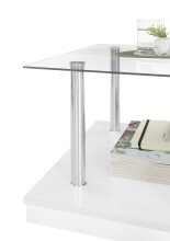 Couchtisch >Memphis< in Glas, weiß, silber - 110x36x60 (BxHxT)