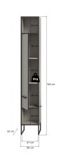 Hochschrank >Bagno< 5 Fächer, 1 Tür, in kaschmir Dekor - 30x192x32cm (BxHxT)