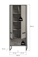 Hochschrank >Bagno< 9 Fächer, 2 Türen, in kaschmir Dekor - 59x159x32cm (BxHxT)