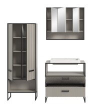 Badezimmer-Set >Bagno< (3-teilig) inkl. Waschbecken, in kaschmir Dekor - 154x192x48cm (BxHxT)