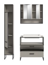 Badezimmer-Set >Bagno< (3-teilig) inkl. Waschbecken, in kaschmir Dekor - 125x192x48cm (BxHxT)