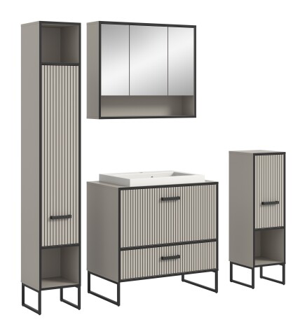 Badezimmer-Set >Bagno< inkl. Waschbecken, in kaschmir Dekor - 170x192x48cm (BxHxT)