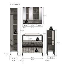 Badezimmer-Set >Bagno< inkl. Waschbecken, in kaschmir Dekor - 170x192x48cm (BxHxT)