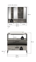 Badezimmer-Set >Bagno< (2-teilig) inkl. Waschbecken, kaschmir Dekor - 80x192x48cm (BxHxT)
