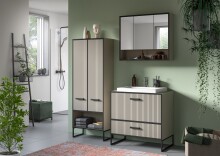 Badezimmer-Set >Bagno< (2-teilig) inkl. Waschbecken, kaschmir Dekor - 80x192x48cm (BxHxT)