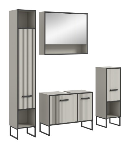 Badezimmer-Set >Bagno< (4-teilig) in kaschmir Dekor - 170x192x36cm (BxHxT)