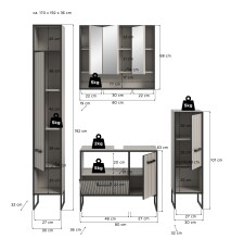 Badezimmer-Set >Bagno< (4-teilig) in kaschmir Dekor - 170x192x36cm (BxHxT)