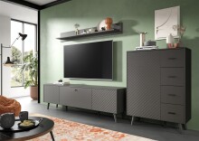 Kommode >Linea< 4 Schübe, 1 Tür, in grau - 84x114x37cm (BxHxT)