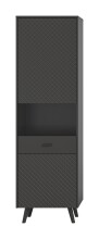 Stauraumvitrine >Linea< 2 Türen, 5 Schübe, in grau - 58x195x37cm (BxHxT)