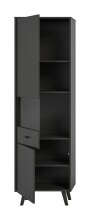 Stauraumvitrine >Linea< 2 Türen, 5 Schübe, in grau - 58x195x37cm (BxHxT)