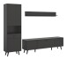 Wohnwand >Linea< (3-teilig) Vitrine, Lowboard, Wandboard, grau - 258x195x40cm (BxHxT)