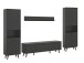 Wohnwand >Linea< (4-teilig) 2 Vitrinen, Lowboard, Wandboard, grau - 331x195x40cm BxHxT