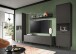 Wohnwand >Linea< (4-teilig) 2 Vitrinen, Lowboard, Wandboard, grau - 331x195x40cm BxHxT