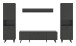 Wohnwand >Linea< (4-teilig) 2 Vitrinen, Lowboard, Wandboard, grau - 331x195x40cm BxHxT