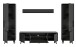 Wohnwand >Linea< (4-teilig) 2 Vitrinen, Lowboard, Wandboard, grau - 331x195x40cm BxHxT