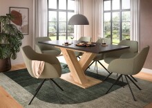 Kulissen-Esstisch >Motion< ausziehbar 190cm, Grau / Artisan Eiche Dekor - 150/190x76x90cm (BxHxT)