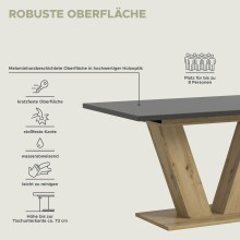 Kulissen-Esstisch >Motion< ausziehbar 190cm, Grau / Artisan Eiche Dekor - 150/190x76x90cm (BxHxT)