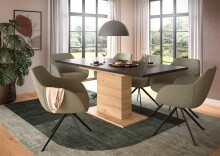 Kulissen-Esstisch >Motion< ausziehbar 190cm, Grau / Artisan Eiche Dekor - 150/190x76x90cm (BxHxT)