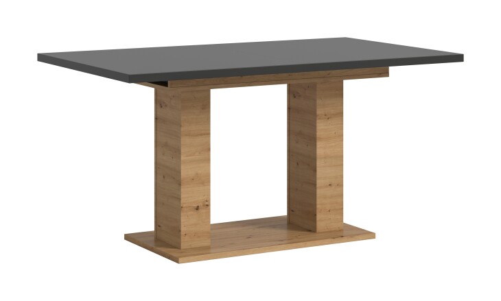 Kulissen-Esstisch >Motion< ausziehbar 190cm, Grau / Artisan Eiche Dekor - 150/190x76x90cm (BxHxT)