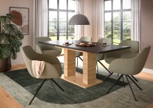 Kulissen-Esstisch >Motion< ausziehbar 190cm, Grau / Artisan Eiche Dekor - 150/190x76x90cm (BxHxT)