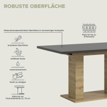 Kulissen-Esstisch >Motion< ausziehbar 190cm, Grau / Artisan Eiche Dekor - 150/190x76x90cm (BxHxT)
