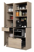 Miniküche >Fumay 21< (6-teilig) in Eiche Nachbildung, Beton Optik dunkel, Breite 200cm