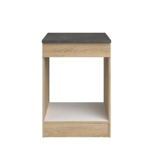 Miniküche >Fumay 21< (6-teilig) in Eiche Nachbildung, Beton Optik dunkel, Breite 200cm