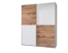 Schwebetürenschrank >Time< 2 Böden, 2 Stangen, Weiß / Wildeiche Dekor - 170x195x59 (BxHxT)