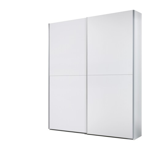 Schwebetürenschrank >Time< 2 Böden, 2 Stangen, Weiß, Dekorfolie - 170x195x59cm (BxHxT)