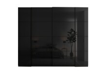 Dreh-/Schwebetürenschrank >Mufo< 10 Böden, 2 Stangen, Graphit / Grauglas - 267x225,5x60,8 (BxHxT)