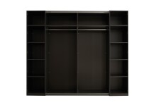 Dreh-/Schwebetürenschrank >Mufo< 10 Böden, 2 Stangen, Graphit / Grauglas - 267x225,5x60,8 (BxHxT)