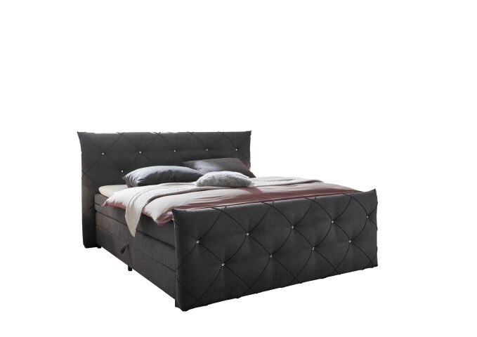 Boxspringbett >Villano< Liegefläche 180x200cm, GEL-Topper, Anthrazit - 231x203x114 (LxBxH)