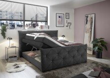 Boxspringbett >Villano< Liegefläche 180x200cm, GEL-Topper, Anthrazit - 231x203x114 (LxBxH)