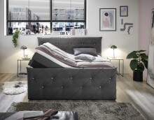 Boxspringbett >Villano< Liegefläche 180x200cm, GEL-Topper, Anthrazit - 231x203x114 (LxBxH)