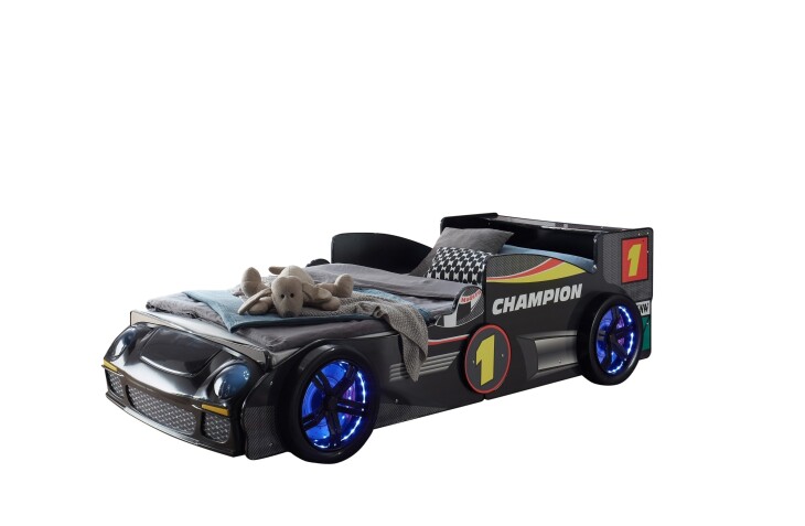 Autobett >Rinum< Liegefläche 90x200cm, Schwarz mit Fotodruck - 106x64x220 (B/H/T)