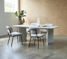Esstisch >PALMA< in Greige, MDF + Stahl in greige - 90x75x200cm (BxHxT)
