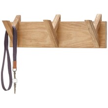 Garderobenleiste >BANTRY< 3 Haken, in Eiche, Massivholz - 40x13x12cm (BxHxT)