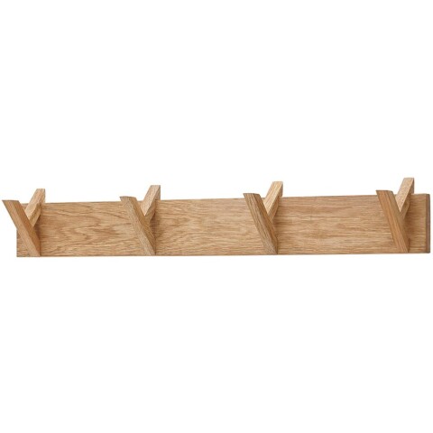 Garderobenleiste >BANTRY< 4 Haken, in Eiche, Massivholz - 80x13x12cm (BxHxT)