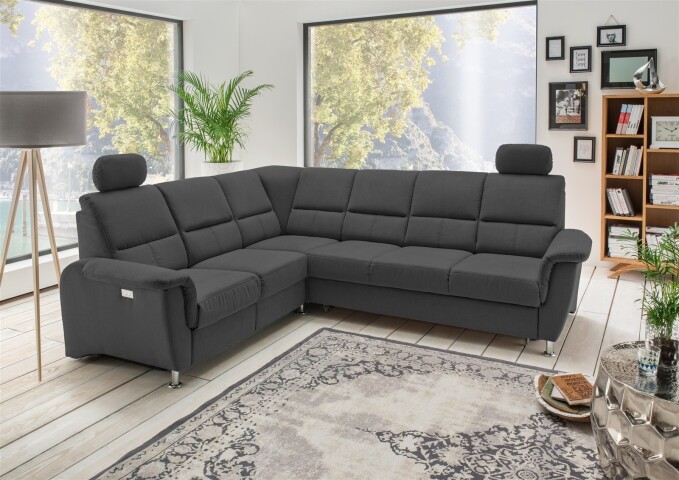 Polstergarnitur >Ludwigshafen<  Motor-Relaxfunktion, Schlaffunktion, schwarz - 268x113x222cm (BxHxT)