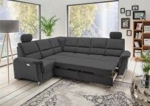 Polstergarnitur >Ludwigshafen<  Motor-Relaxfunktion, Schlaffunktion, schwarz - 268x113x222cm (BxHxT)