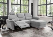 Ecksofa >Ludwigshafen< Motor-funktion, Kopfstütze, Stauraum, silber - 231x113x165 (BxHxT)