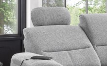 Ecksofa >Ludwigshafen< Motor-funktion, Kopfstütze, Stauraum, silber - 231x113x165 (BxHxT)