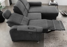 Ecksofa >Ludwigshafen< Motor-funktion, Kopfstütze, Stauraum, anthrazit - 231x113x165 (BxHxT)