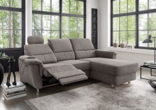 Ecksofa >Ludwigshafen< Motor-funktion, Kopfstütze, Stauraum, grau-braun - 231x113x165 (BxHxT)