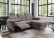 Ecksofa >Ludwigshafen< Motor-funktion, Kopfstütze, Stauraum, grau-braun - 231x113x165 (BxHxT)