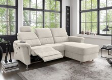 Ecksofa >Ludwigshafen< Motor-funktion, Kopfstütze, Stauraum, beige - 231x113x165 (BxHxT)