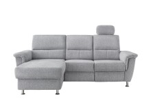 Ecksofa >Ludwigshafen< Motor-funktion, Kopfstütze, Stauraum, silber - 231x113x165 (BxHxT)