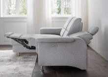 Ecksofa >Ludwigshafen< Motor-funktion, Kopfstütze, Stauraum, silber - 231x113x165 (BxHxT)